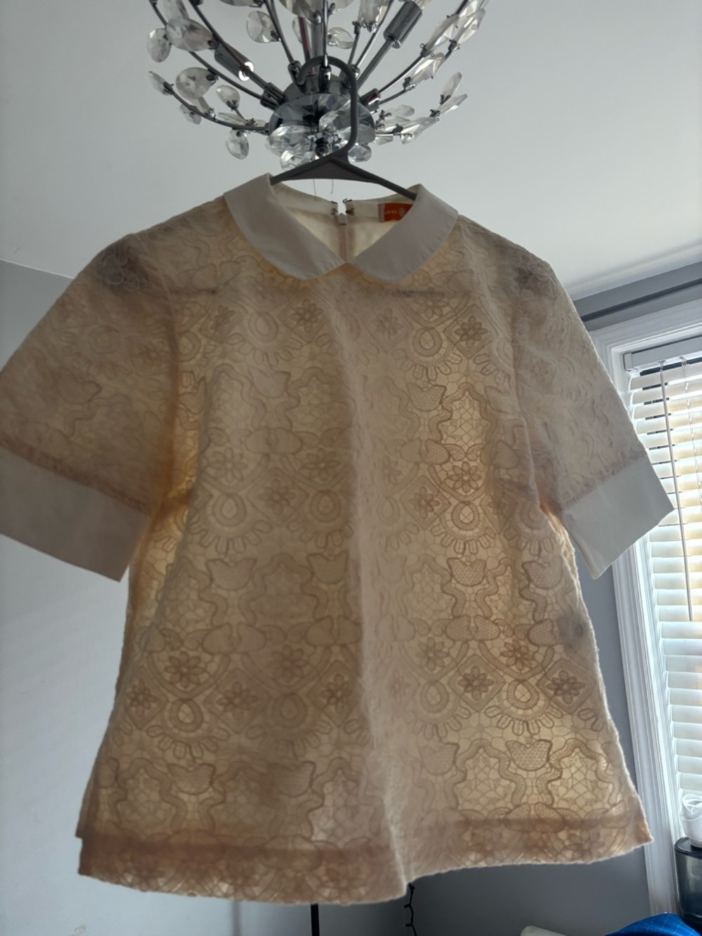 TBurch Cotton  Peter Pan Collar Top in Cream